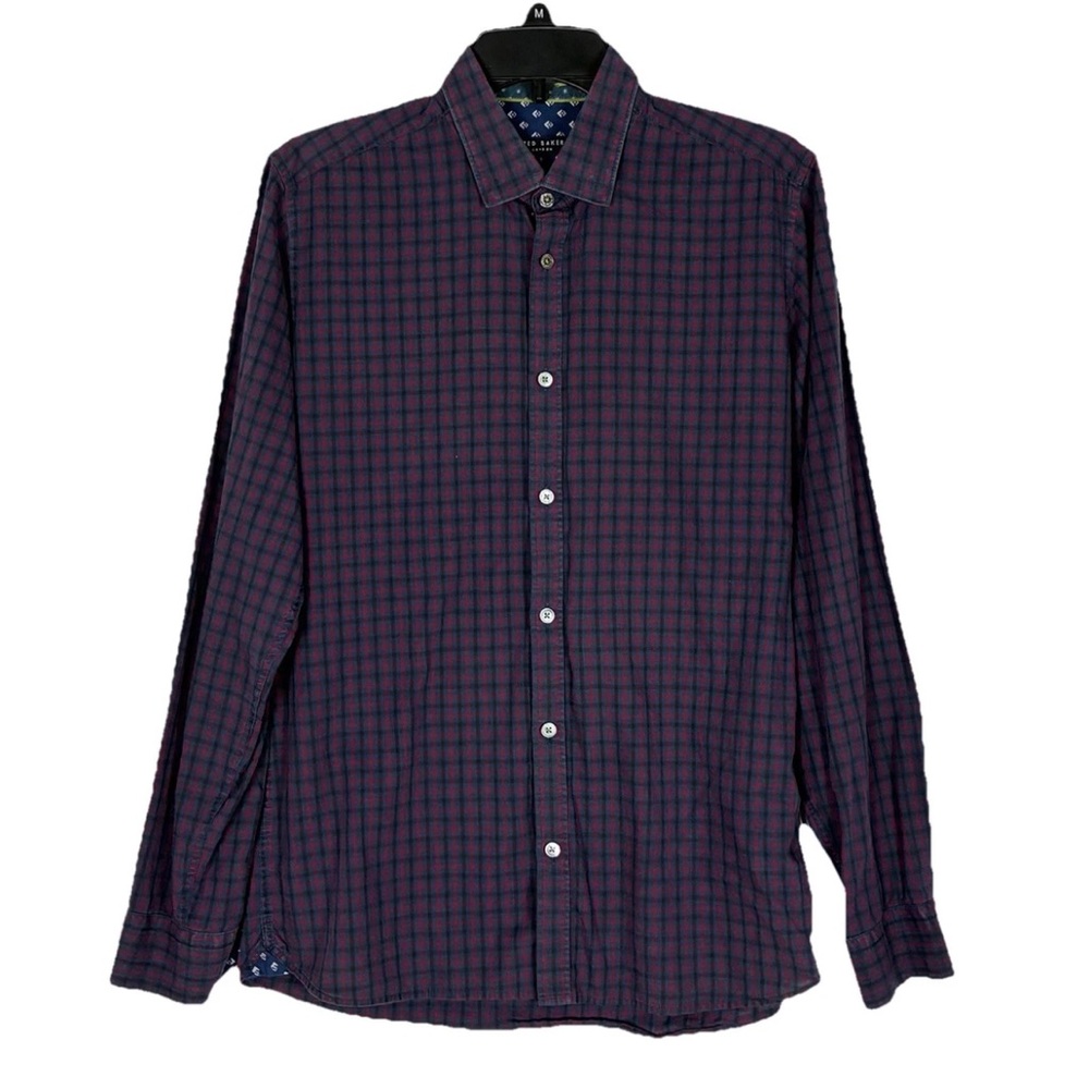 Ted Baker Button Shirt 3/M Plaid Cotton Calmnor